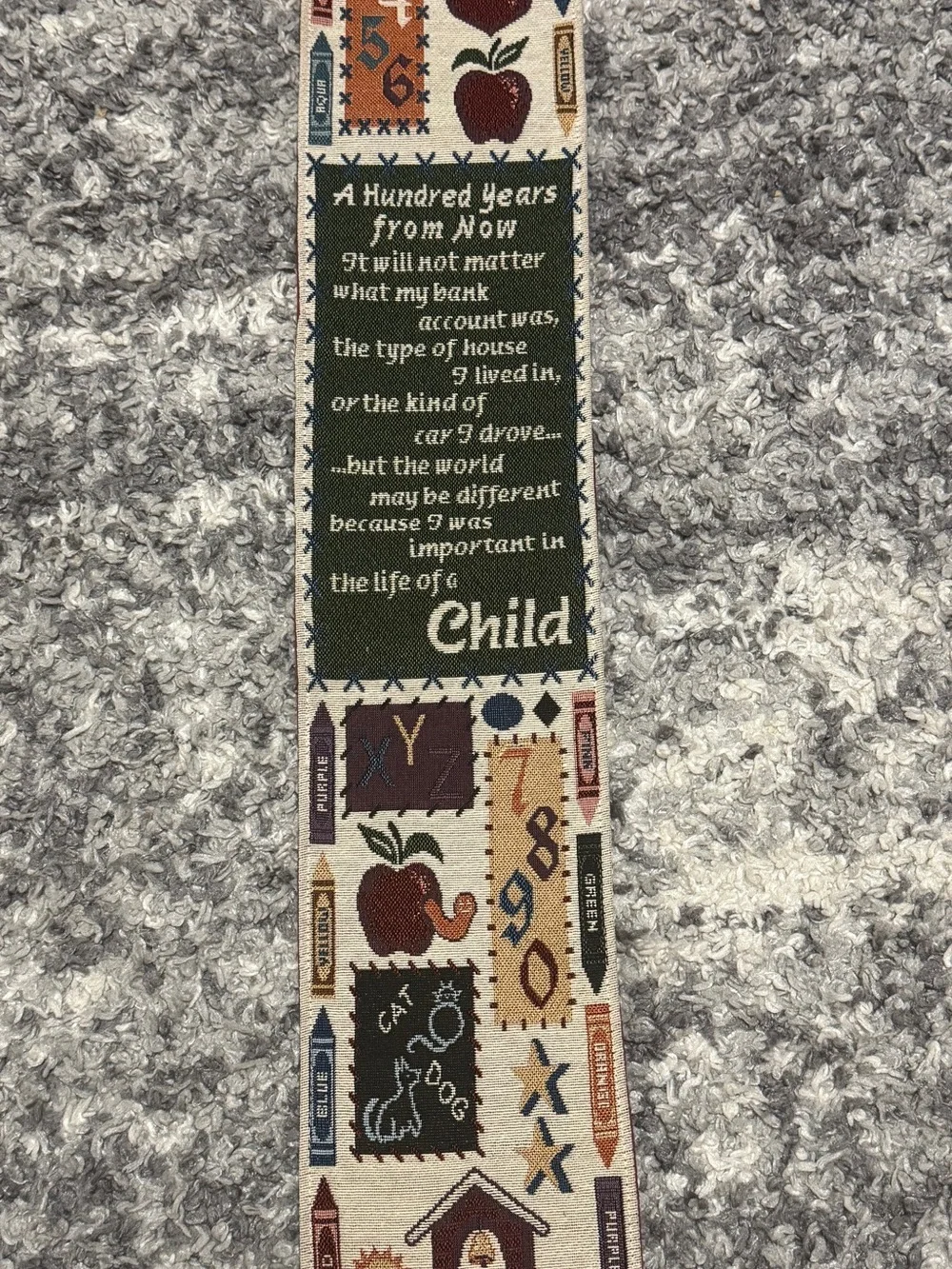 Teacher Schoolhouse Tapestry Wall Hanging “A Hundred Years From Now”